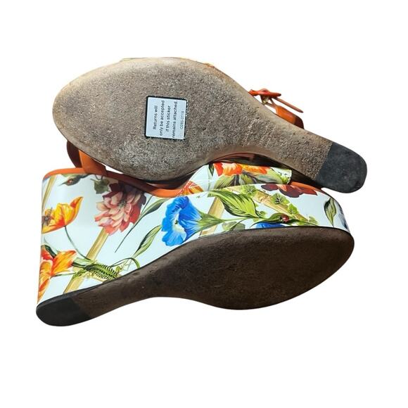 Dolce & Gabbana BIANCA Patent Leather Floral Butterfly Wedge Sandals EU 40 US 10 - Picture 11 of 13